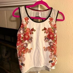 White/Grey Tank with Floral Design